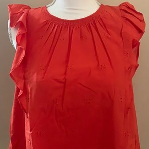 Kate spade eyelet ruffle sleeveless top orange